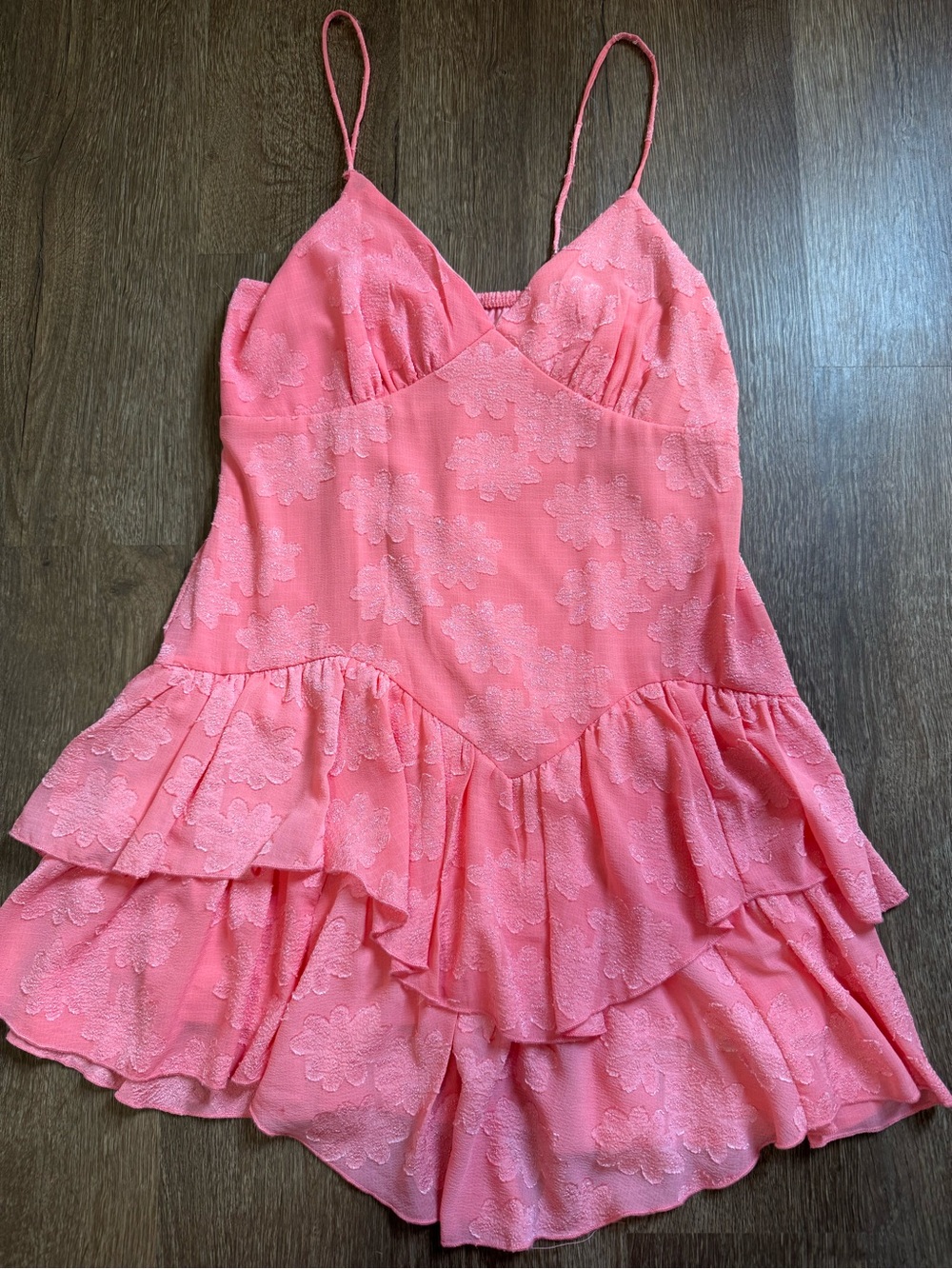 Wild Fable Women's Coral Floral Textured V-Neck Dress Whimsical Flowy Summer Sm